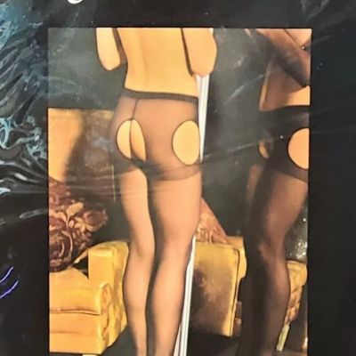 Sheer Suspender Pantyhose Black ELEGANT MOMENTS 1712Q Queen Size 1X 2X 3X Plus